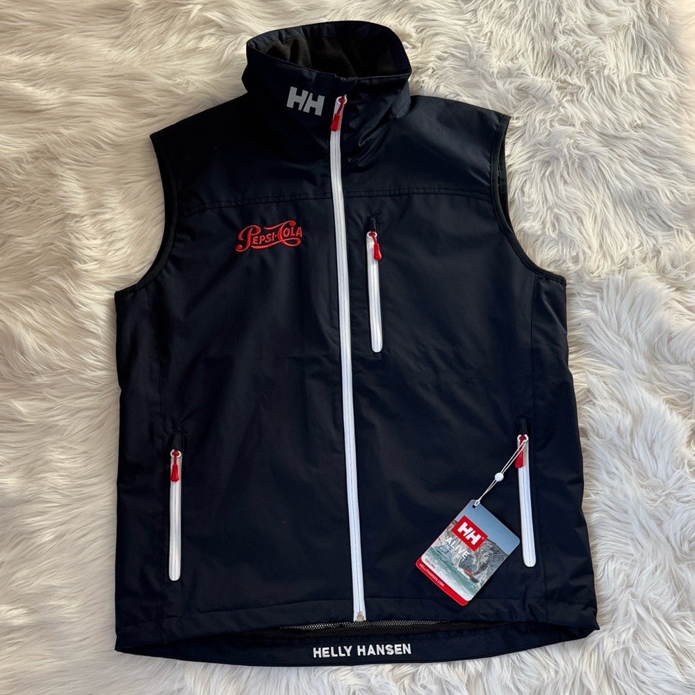 New! Men’s Helly Hansen Sailing Gilet Crew Vest in Navy Large Pepsi Logos